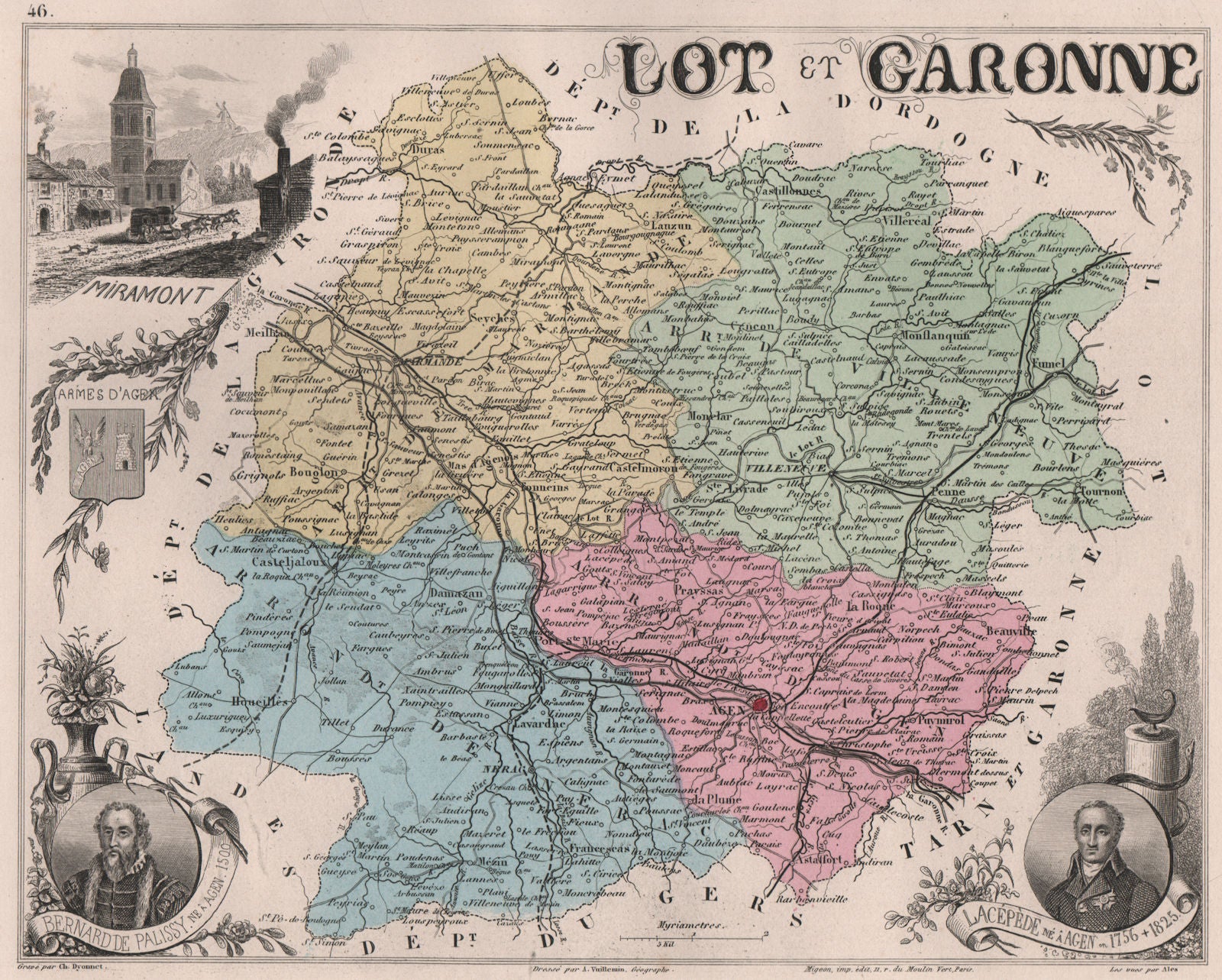 LOT-ET-GARONNE. Département. Miramont. Lacépède. de Palissy. VUILLEMIN 1879 map